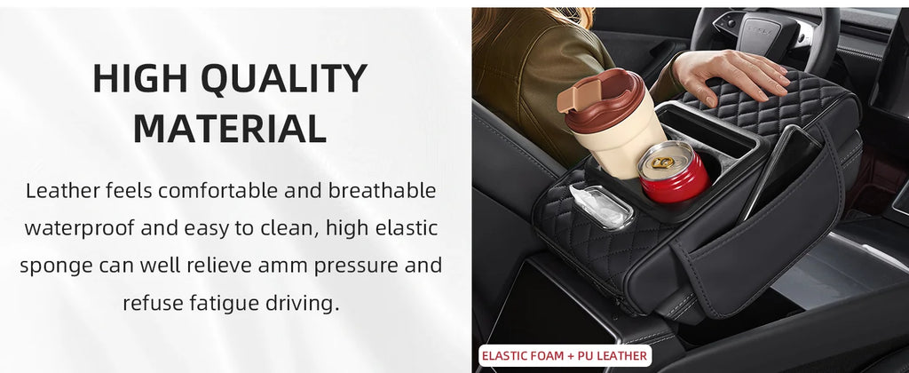 Car Center Console Organizer with Cup Holder & Armrest Cushion Pad