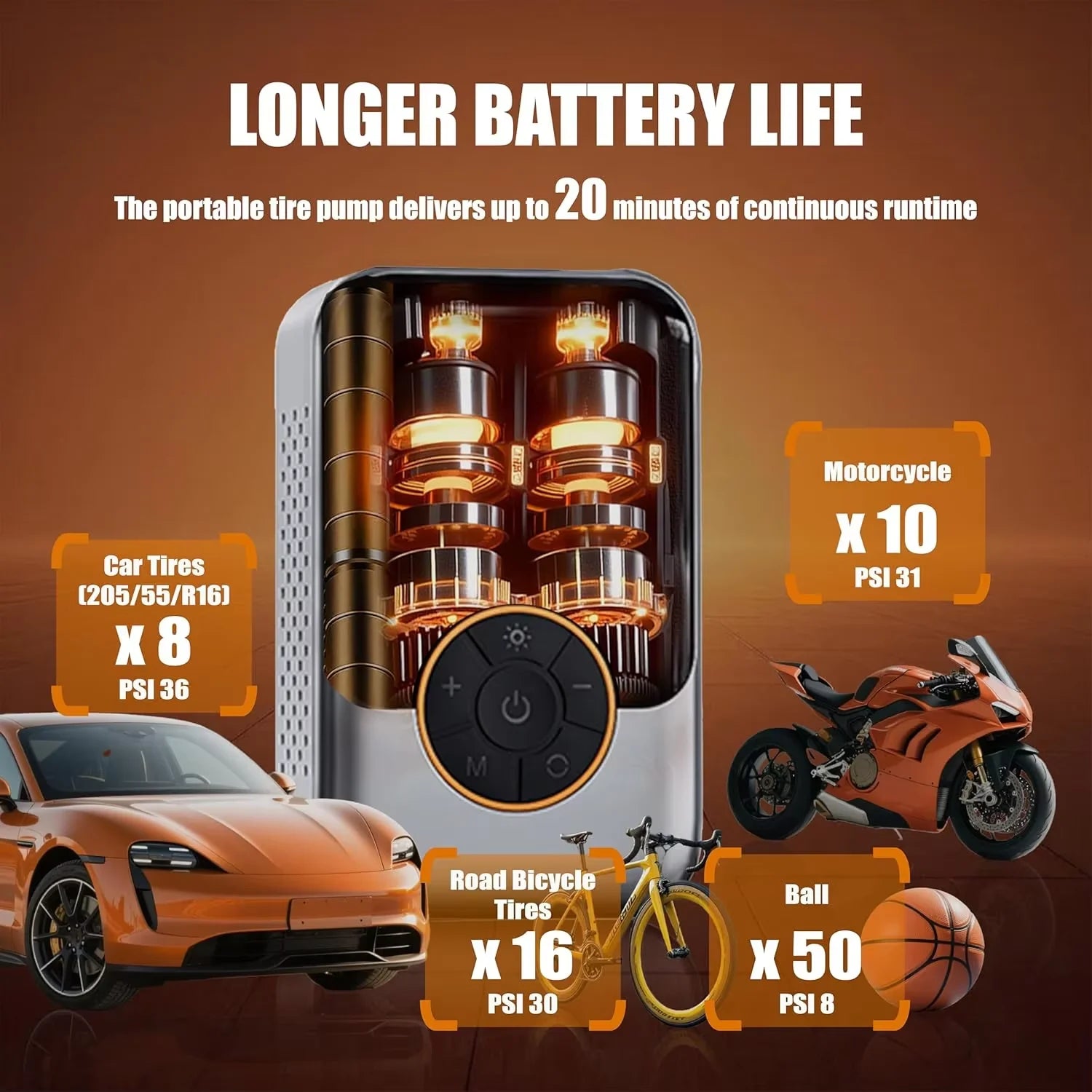 Portable Air Pump Wireless Car Tire Inflator Electric Air Compressor LCD Display Air Injector for Bike Car Motorcycle Tyre Ball