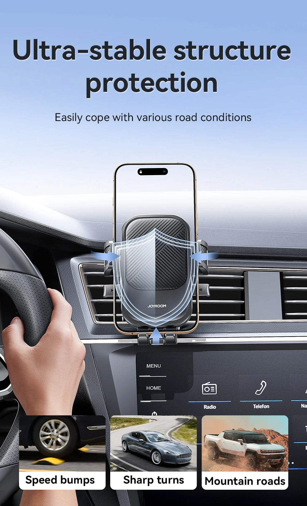Joyroom 360° Car Phone Mount – Air Vent Holder | One-Hand Operation | Fits 4.7–6.9" Phones