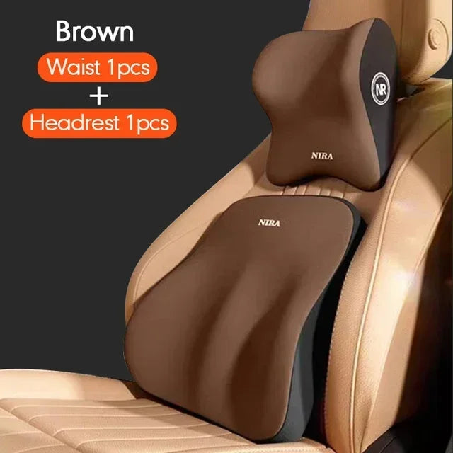 Memory Foam Car Neck Pillow & Lumbar Support Cushion – Driver Comfort Set