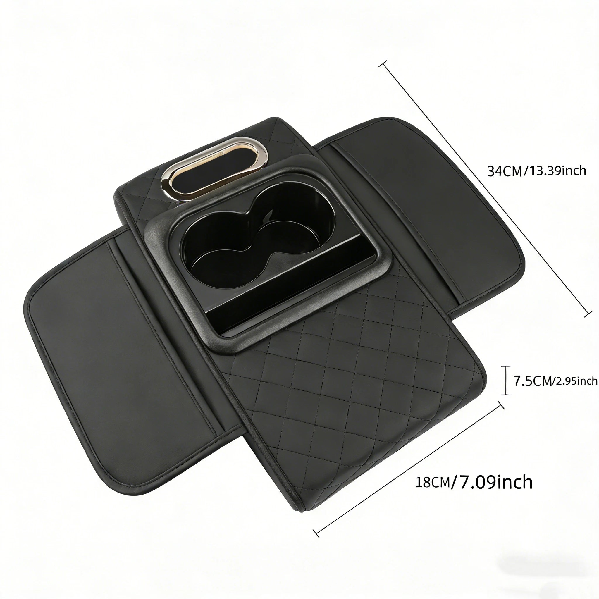 Car Center Console Organizer with Cup Holder & Armrest Cushion Pad
