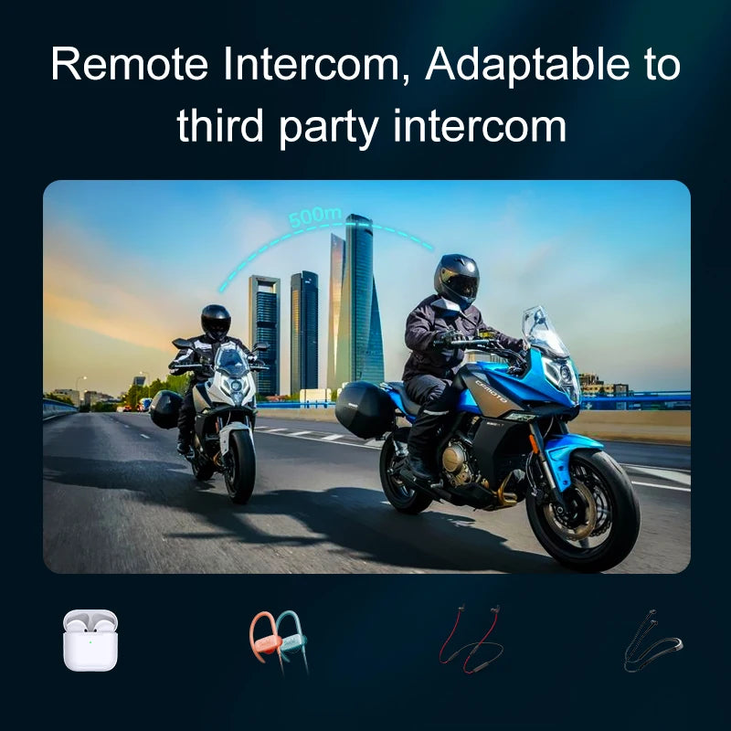 Y12 Pro Motorcycle Bluetooth Intercom – 2 Rider Set | 500M Range | IPX6 Waterproof
