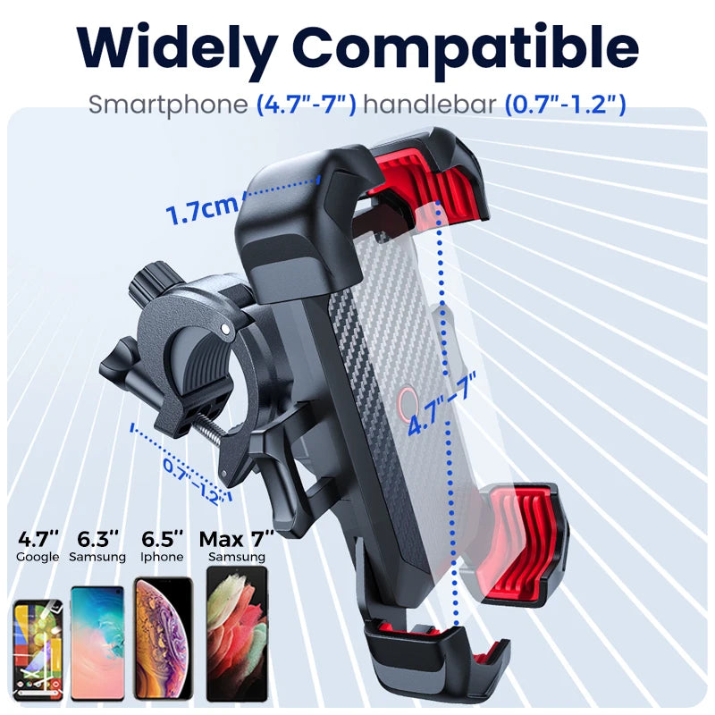 Joyroom 360° Motorcycle & Bike Phone Mount – Universal Shockproof Holder for 4.7"–7" Phones