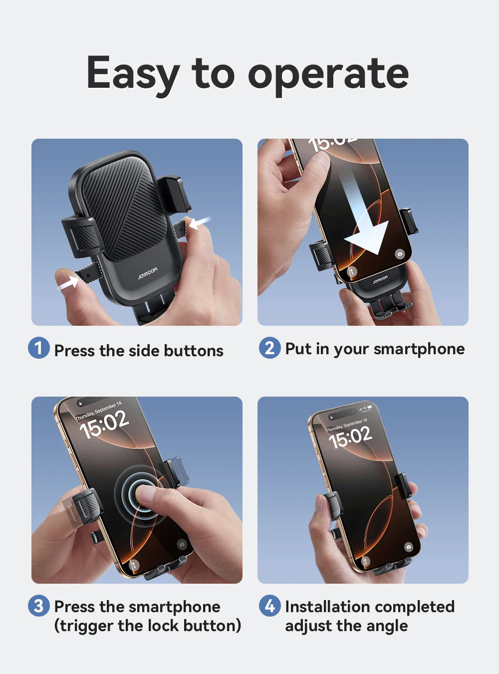 Joyroom 360° Car Phone Mount – Air Vent Holder | One-Hand Operation | Fits 4.7–6.9" Phones