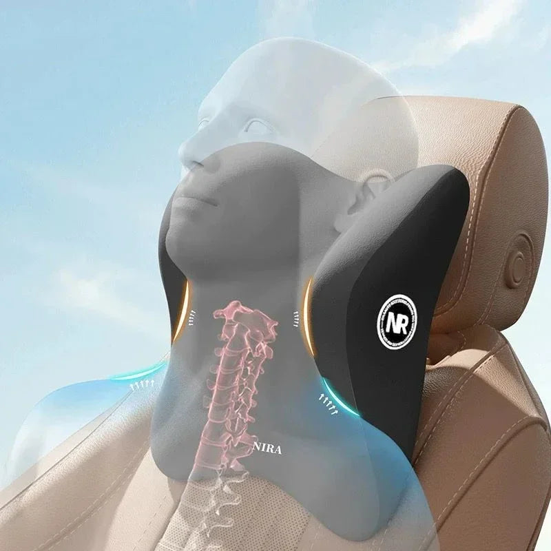 Memory Foam Car Neck Pillow & Lumbar Support Cushion – Driver Comfort Set