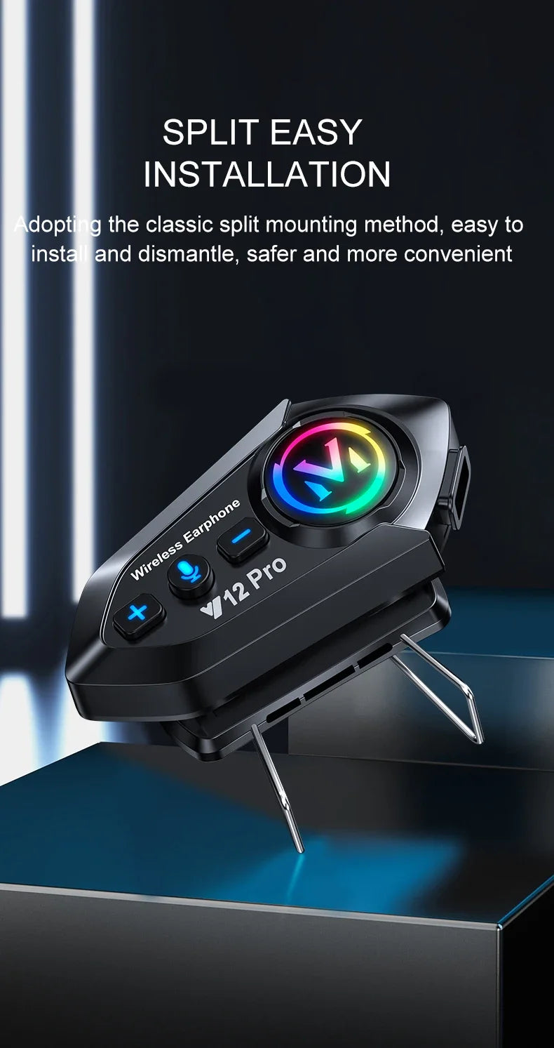Y12 Pro Motorcycle Bluetooth Intercom – 2 Rider Set | 500M Range | IPX6 Waterproof