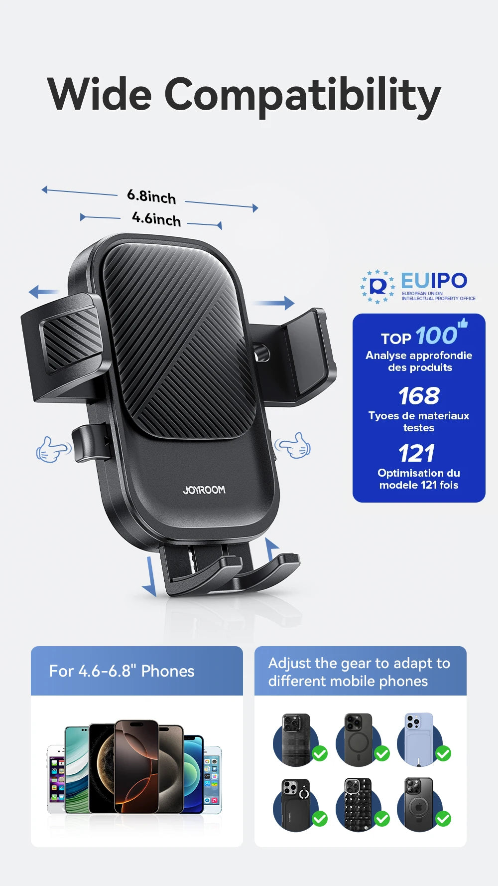 Joyroom 360° Car Phone Mount – Air Vent Holder | One-Hand Operation | Fits 4.7–6.9" Phones
