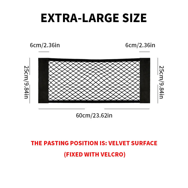 Car Elastic Mesh Storage Net – Universal Seat Back & Trunk Organizer