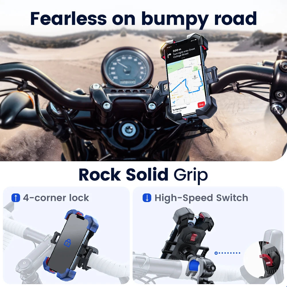 Joyroom 360° Motorcycle & Bike Phone Mount – Universal Shockproof Holder for 4.7"–7" Phones