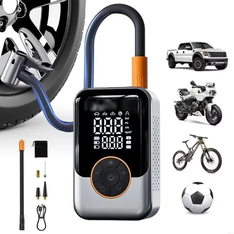 Portable Air Pump Wireless Car Tire Inflator Electric Air Compressor LCD Display Air Injector for Bike Car Motorcycle Tyre Ball