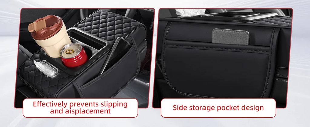 Car Center Console Organizer with Cup Holder & Armrest Cushion Pad
