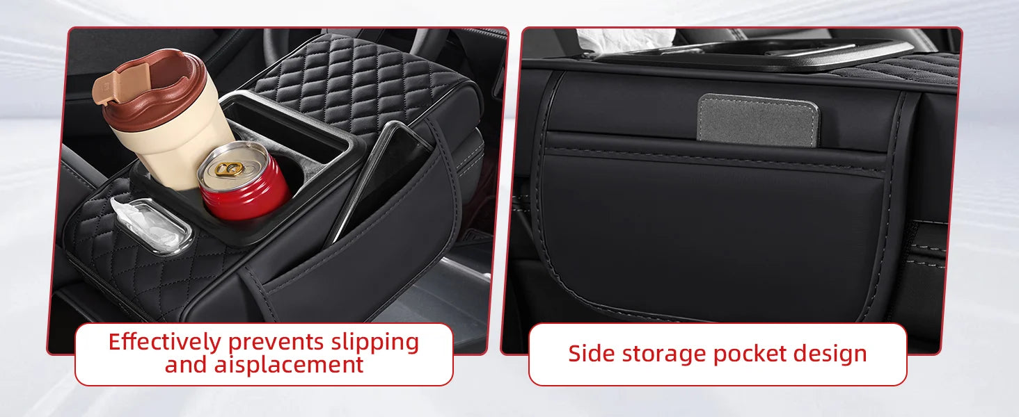Car Center Console Organizer with Cup Holder & Armrest Cushion Pad