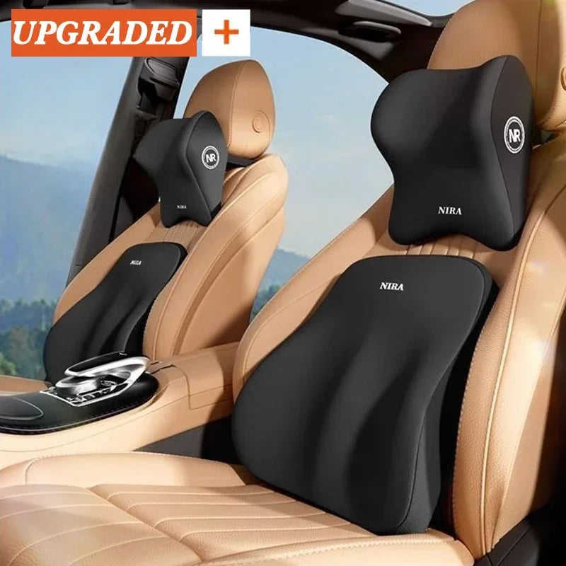 Memory Foam Car Neck Pillow & Lumbar Support Cushion – Driver Comfort Set