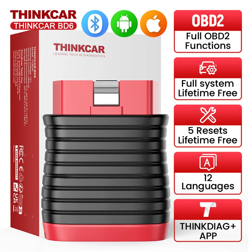 Thinkcar BD6 OBD2 Bluetooth Scanner – Full System Diagnostic | 5 Resets | Lifetime Free