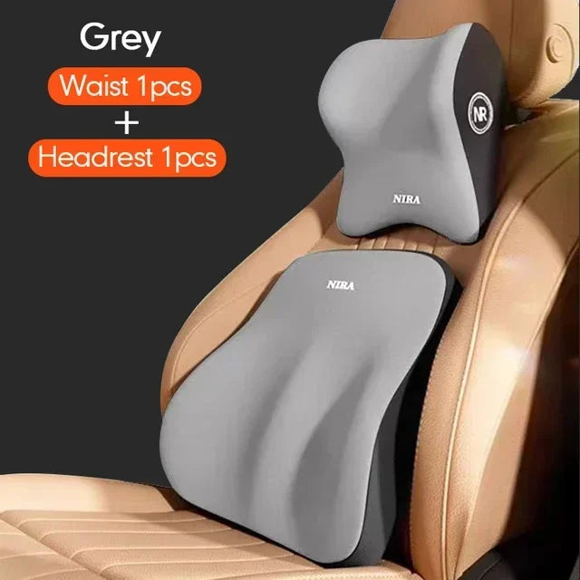 Memory Foam Car Neck Pillow & Lumbar Support Cushion – Driver Comfort Set