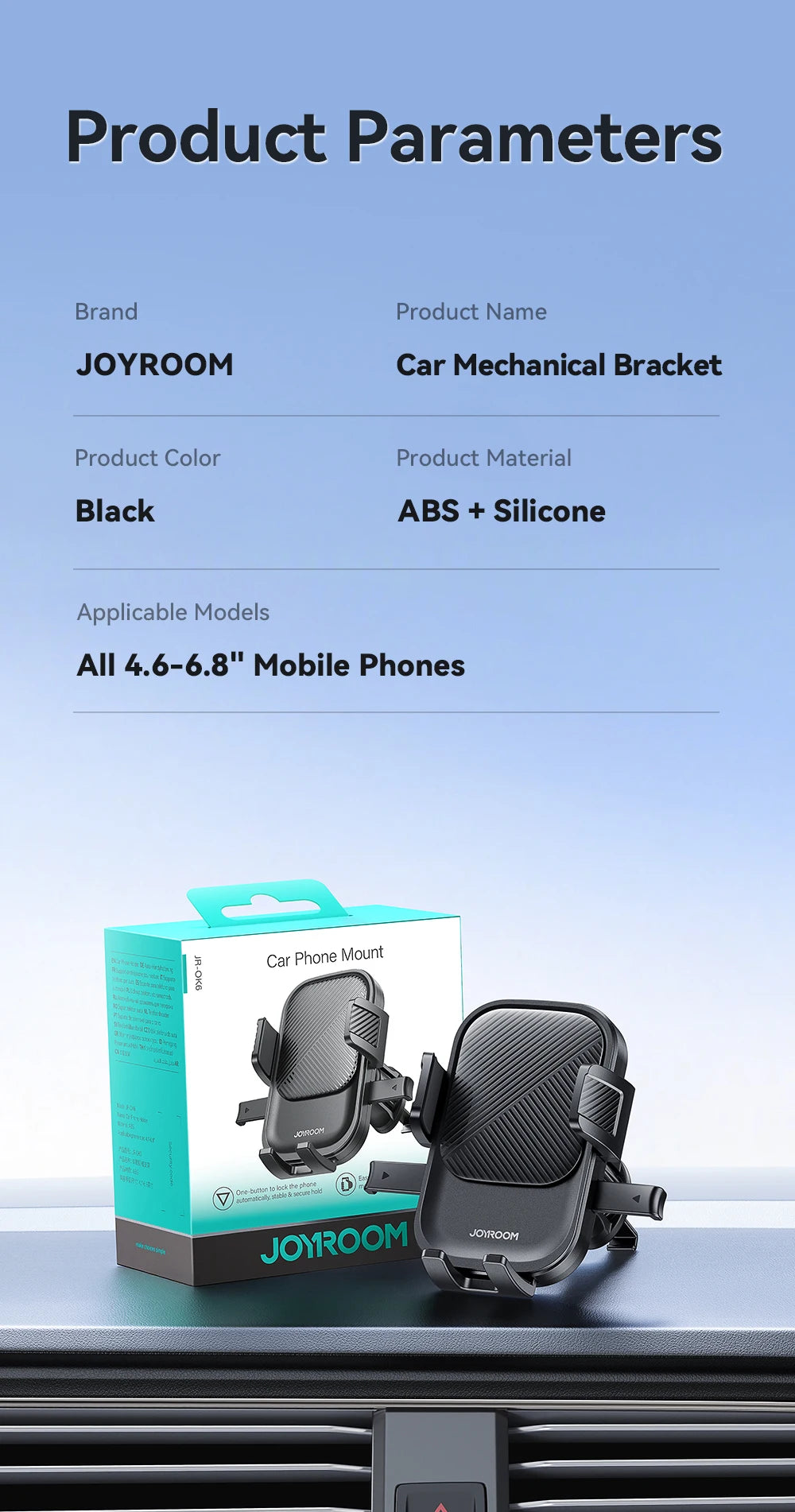 Joyroom 360° Car Phone Mount – Air Vent Holder | One-Hand Operation | Fits 4.7–6.9" Phones