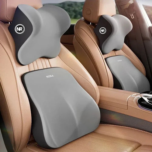 Memory Foam Car Neck Pillow & Lumbar Support Cushion – Driver Comfort Set