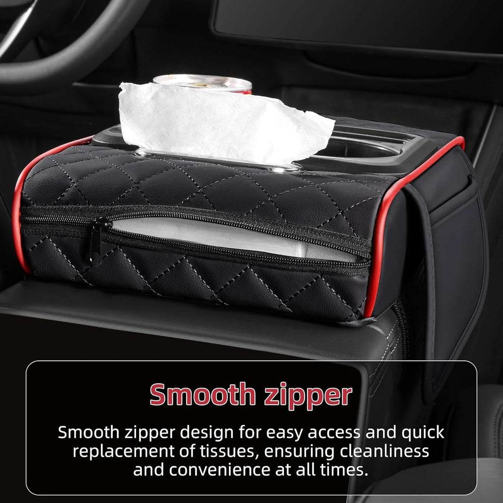 Car Center Console Organizer with Cup Holder & Armrest Cushion Pad