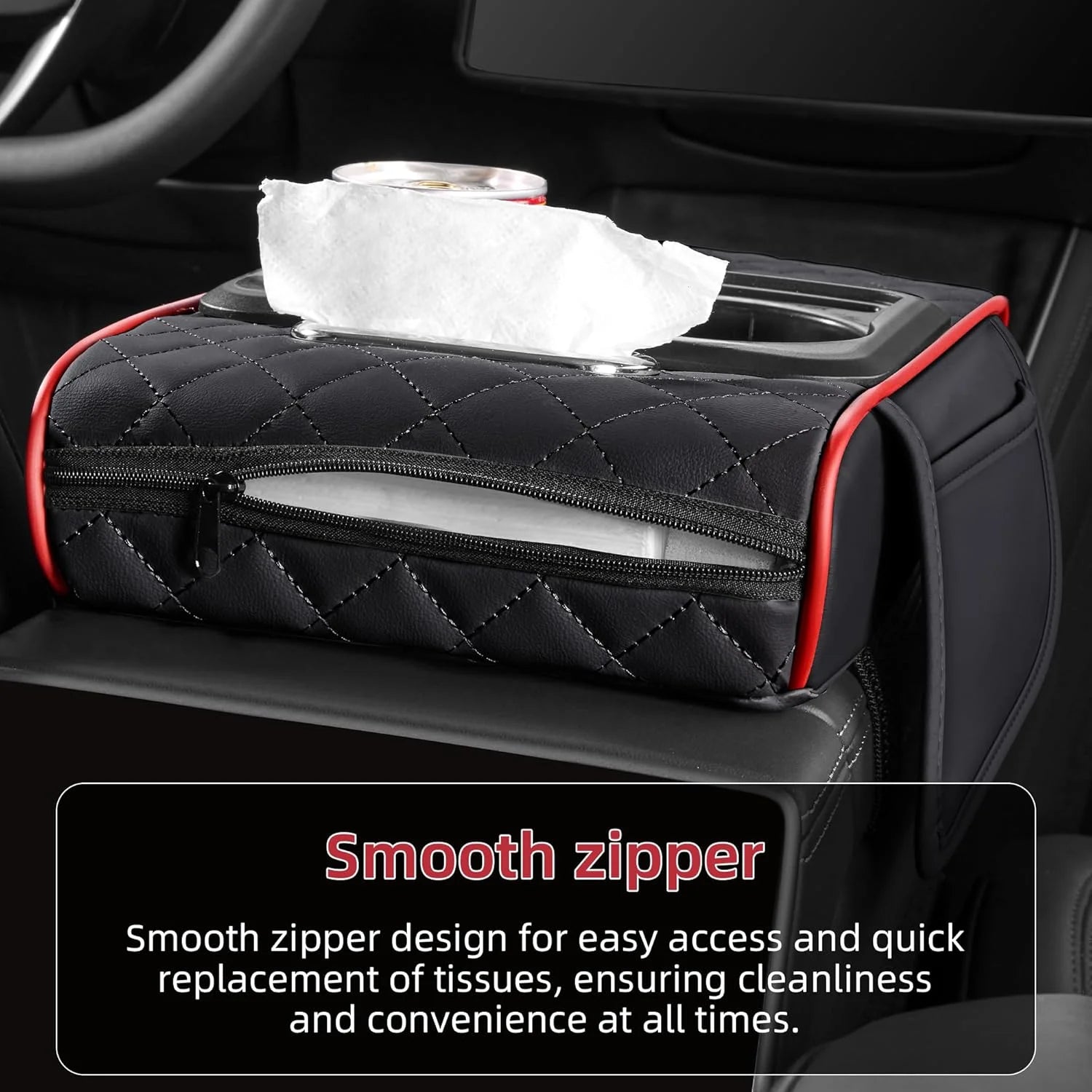 Car Center Console Organizer with Cup Holder & Armrest Cushion Pad