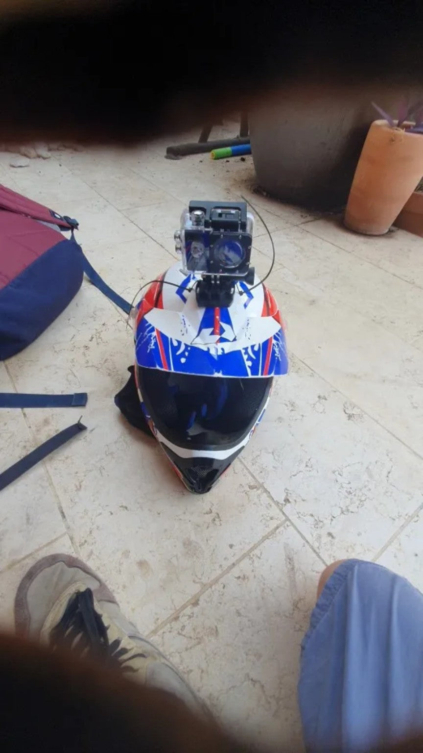 4K action camera mounted on motorcycle helmet – real customer photo