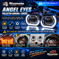 RivoMoto Angel Eyes projector shrouds – Better Visibility square cover, 2.5 and 3.0 inch options, not a complete headlight