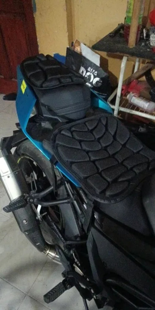 Motorcycle gel seat cushion installed on motorcycle – real customer photo