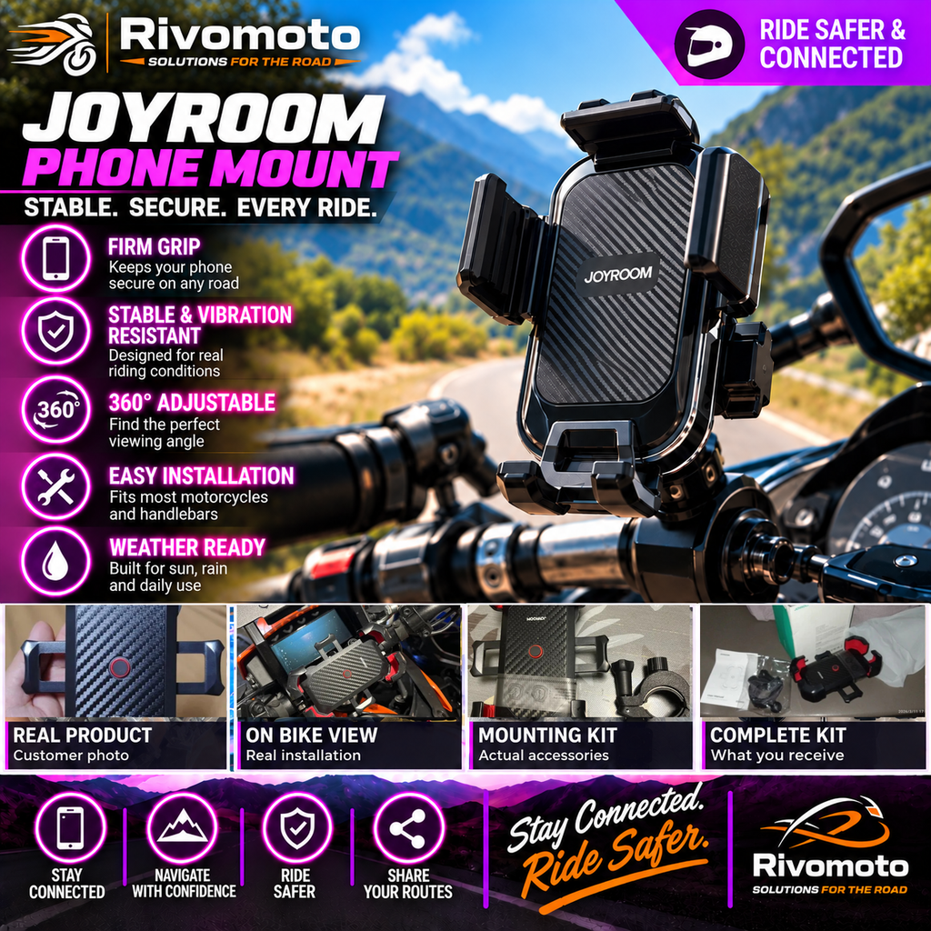JOYROOM motorcycle phone mount – approved RivoMoto cover with real customer photos
