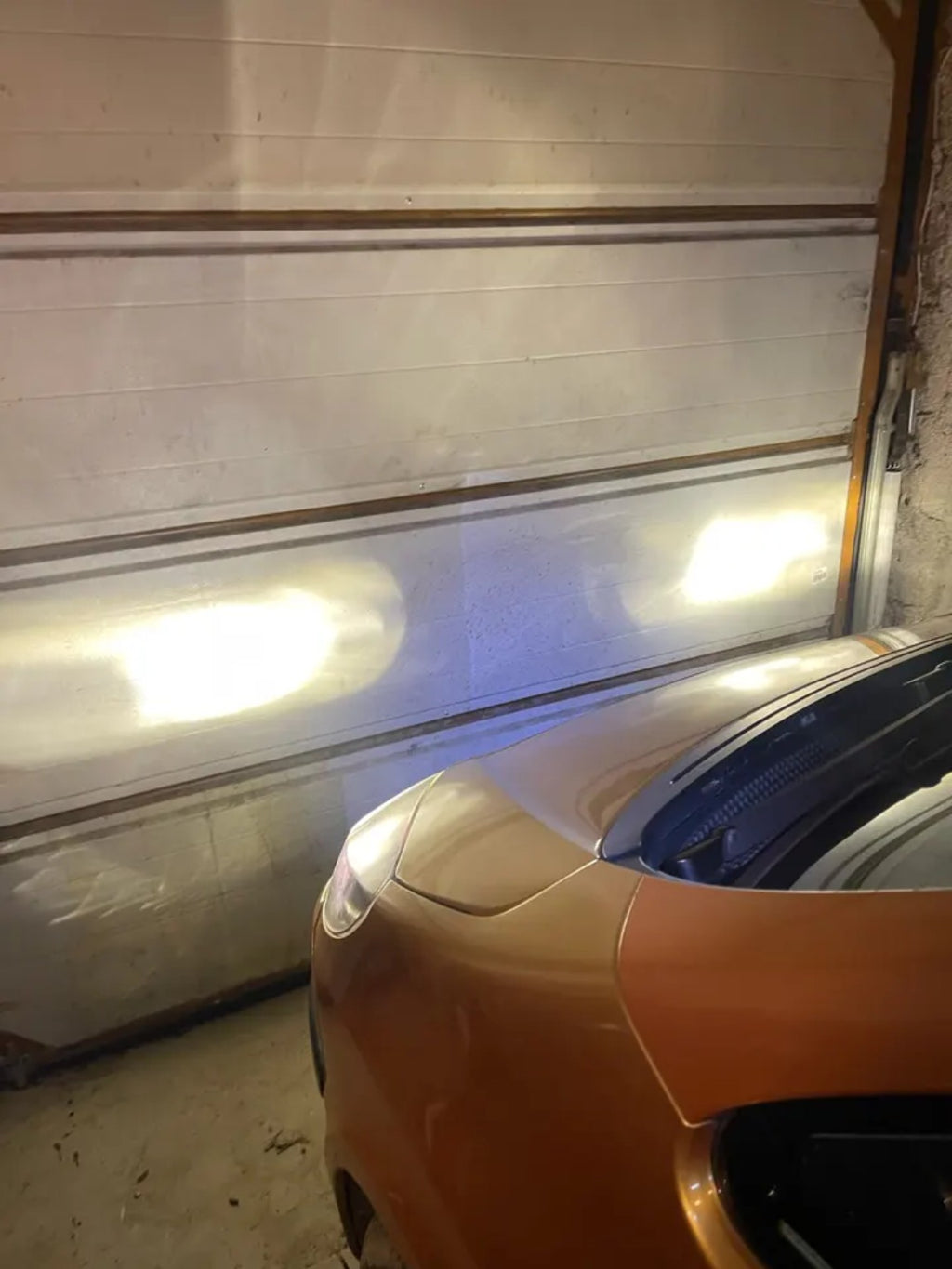 RivoMoto LED headlight bulbs real beam pattern on vehicle