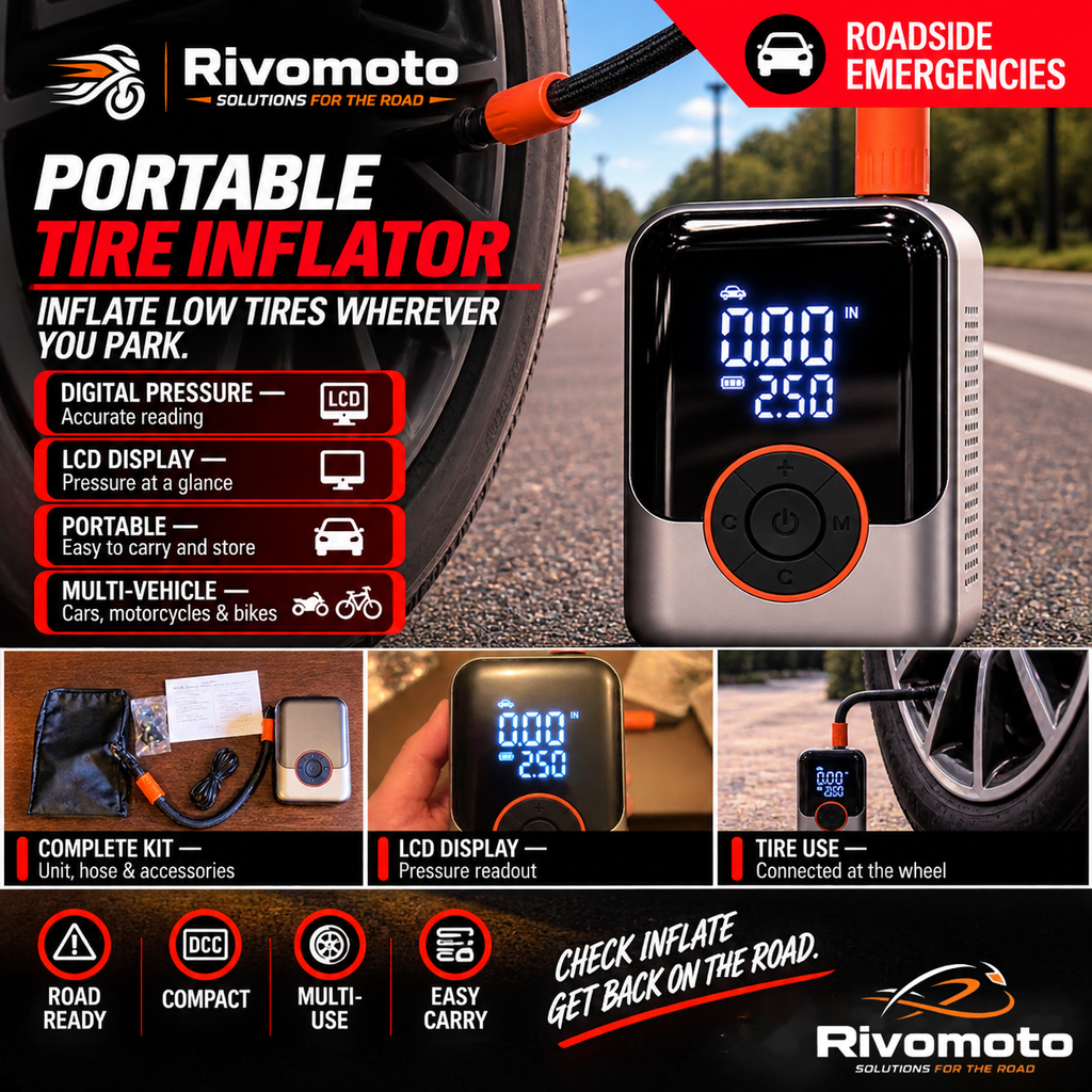 Rivomoto Portable Tire Inflator - Roadside Emergencies
